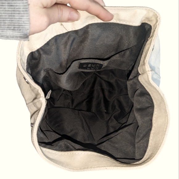 Deux Lux cream canvas backpack with black leather details - Picture 4 of 8